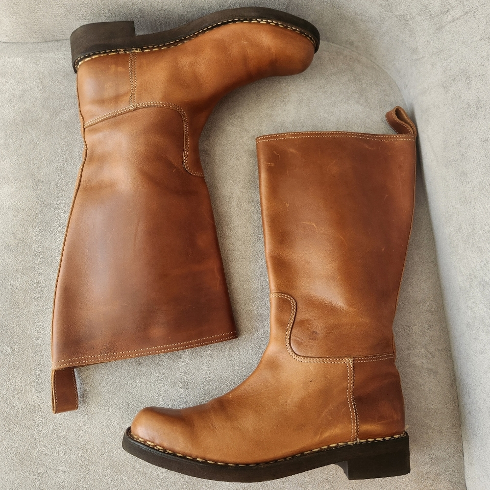 Paraboot Sofie D'Hoore Boots 9 Brown Leather Norwegian Welt Handmade In France